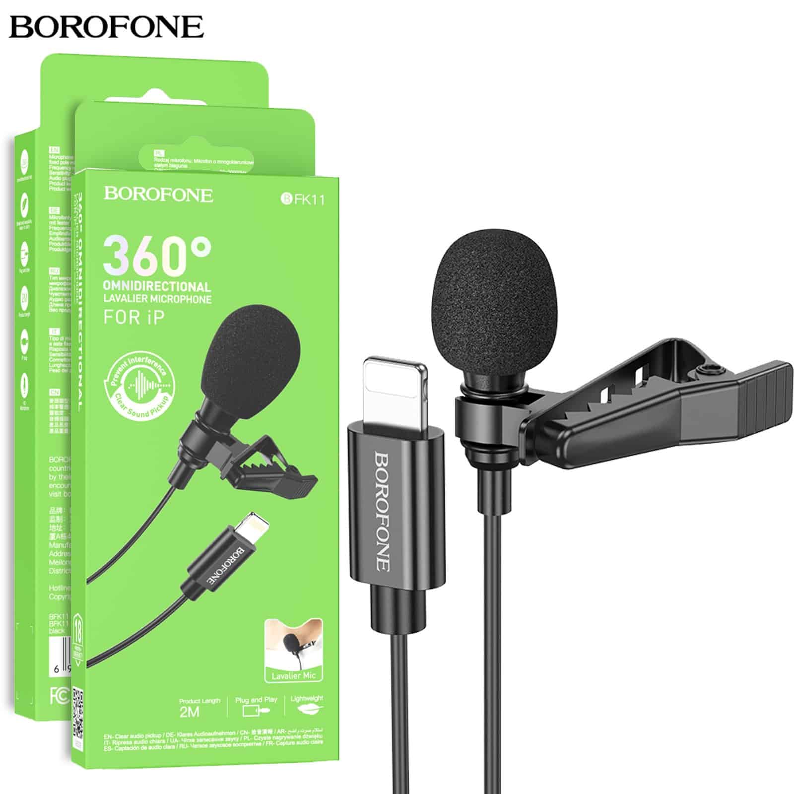 Borofone Lavalier microphone BFK11 Elegant With Lightning Connector For Apple iPhone /iPad (Black) Borofone Lavalier microphone BFK11 Elegant With Lightning Connector For Apple iPhone /iPad (Black)